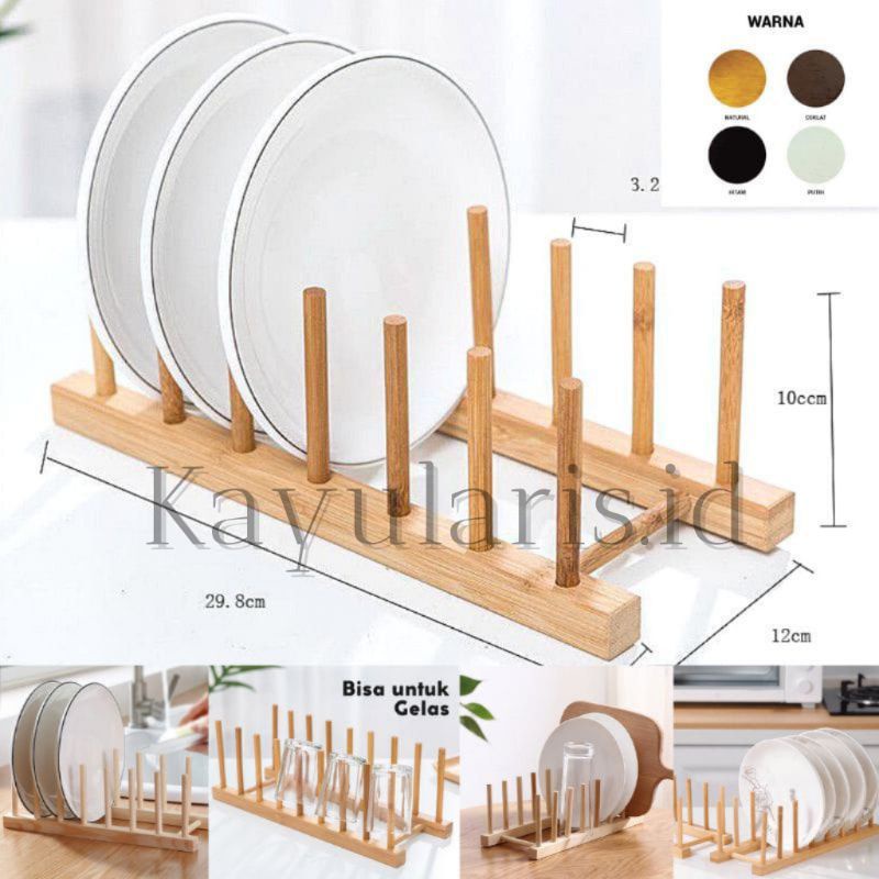 Rak Piring Kayu Serbaguna  / Kitchen Set / Rak Multifungsi Murah / Tempat Piring Gelas Aesthetic