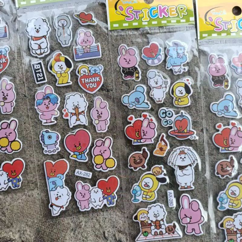 

(dian) Stiker timbul bening BT21 stiker embos transparan, sticker HP