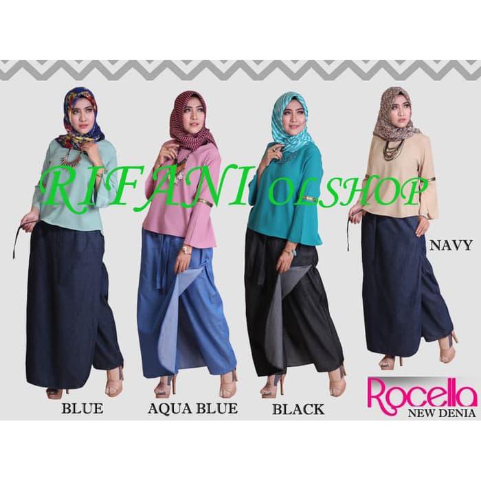 Terpopuler Rocella Rok Celana New Denia Jeans - Black | Busana Wanita Muslimah - Hitam Paling Laris