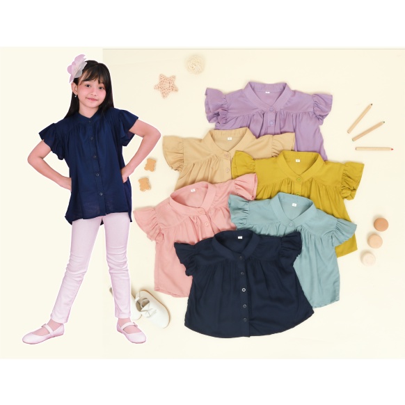 Grosir CURLY BLOUSE / ATASAN ANAK / BLOUSE ANAK 3-6TH / kemeja anak perempuan Keren