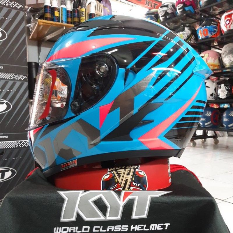 KYT HELM FALCON FR RADIANT SKY/ BLUE -FUXIA (CLEAR)