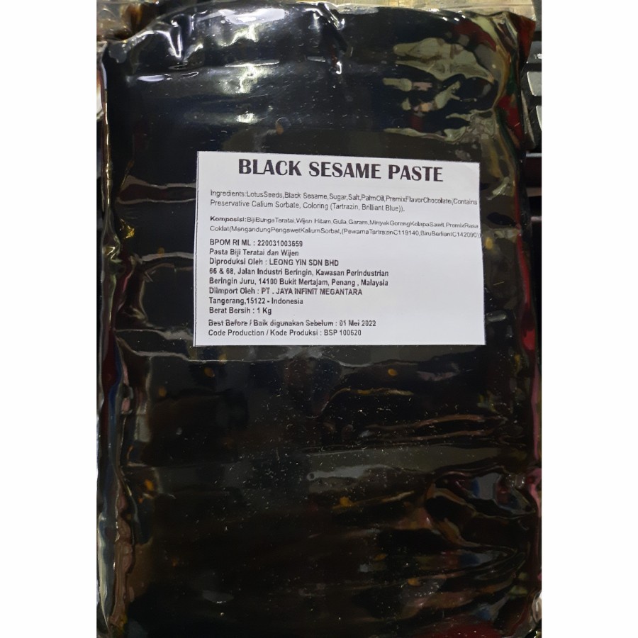 

Isian Kue Bulan Mooncake Pao Black Sesame Lotus Paste Wijen Hitam Less Sweet 1KG Leong Yin