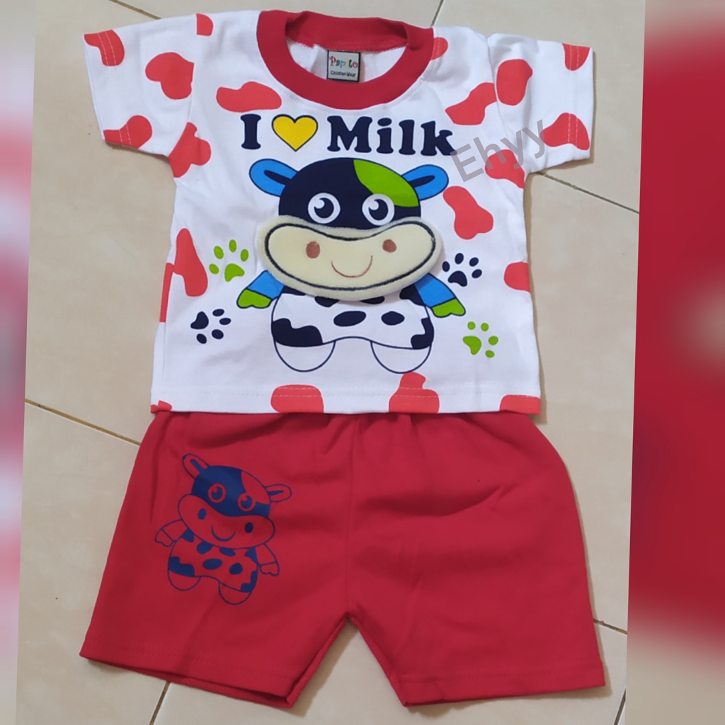 Setelan Pakaian Bayi Anak I Love Milk 3 - 9 Bulan