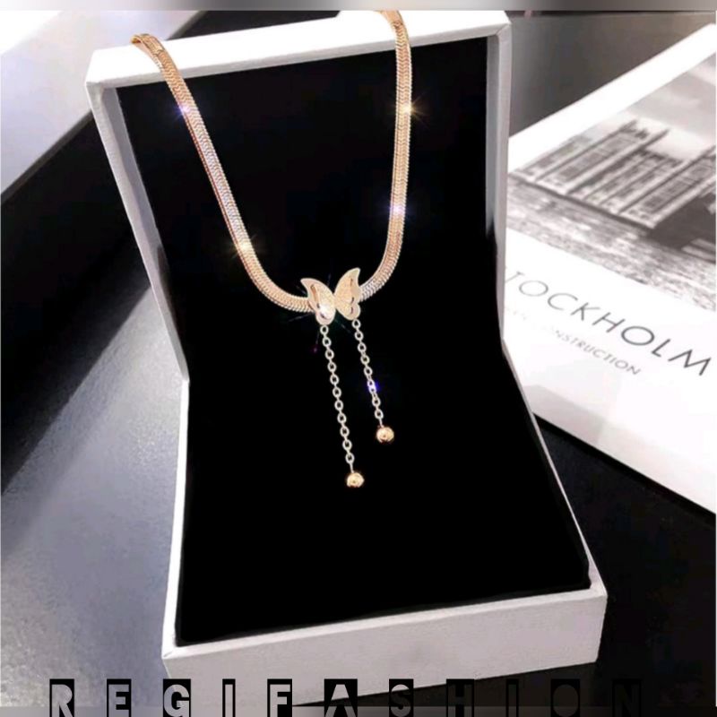 Kalung Titanium Kupu-Kupu Juntai Kalung Wanita Anti Karat - Tidak Luntur