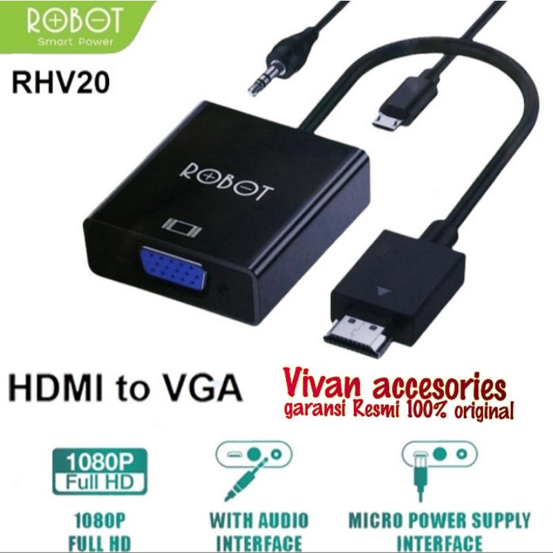 ROBOT RHV20 HDMI to VGA Adapter Converter 1080P Full Hd Adapter