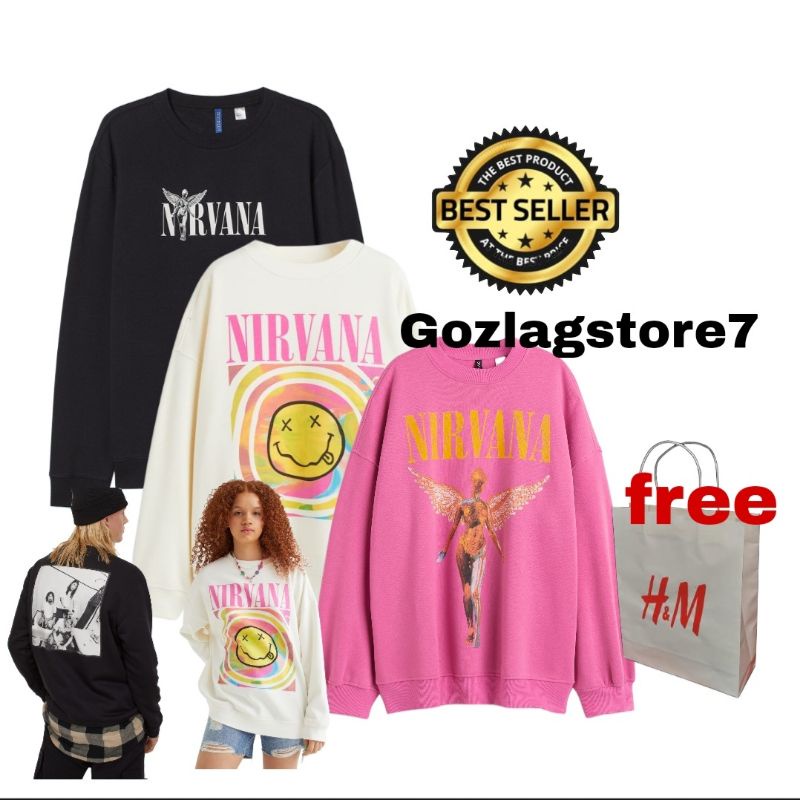 Crewneck h&amp;m hnm nirvana crewneck nirvana free paperbag