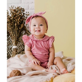 Kottonville - Setelan Baju Anak Bayi Michi Ruffle Sleeves Bodysuits (0-2 yrs) Laki-laki dan Perempuan-Dusty Rose