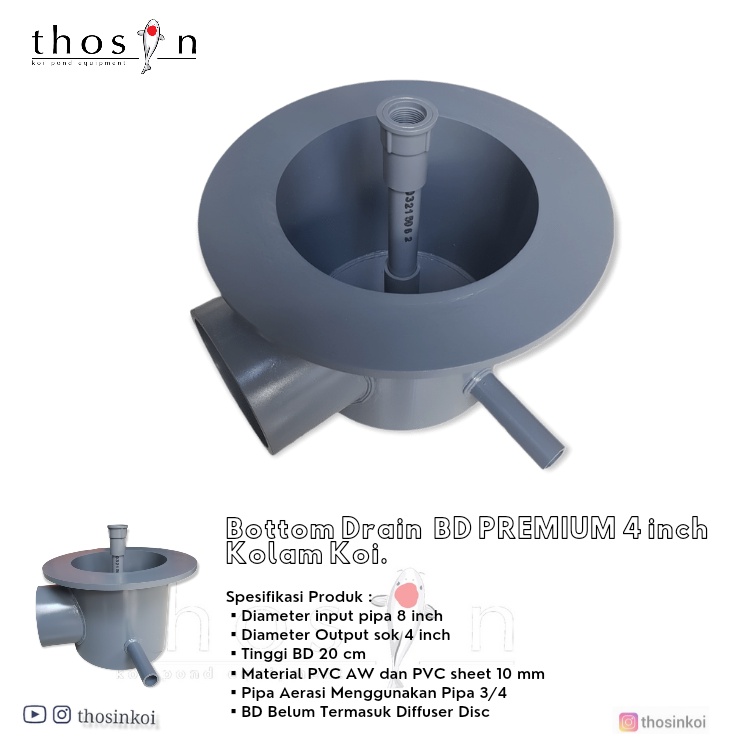 Premium Bottom Drain BD Kolam Koi 4 inch