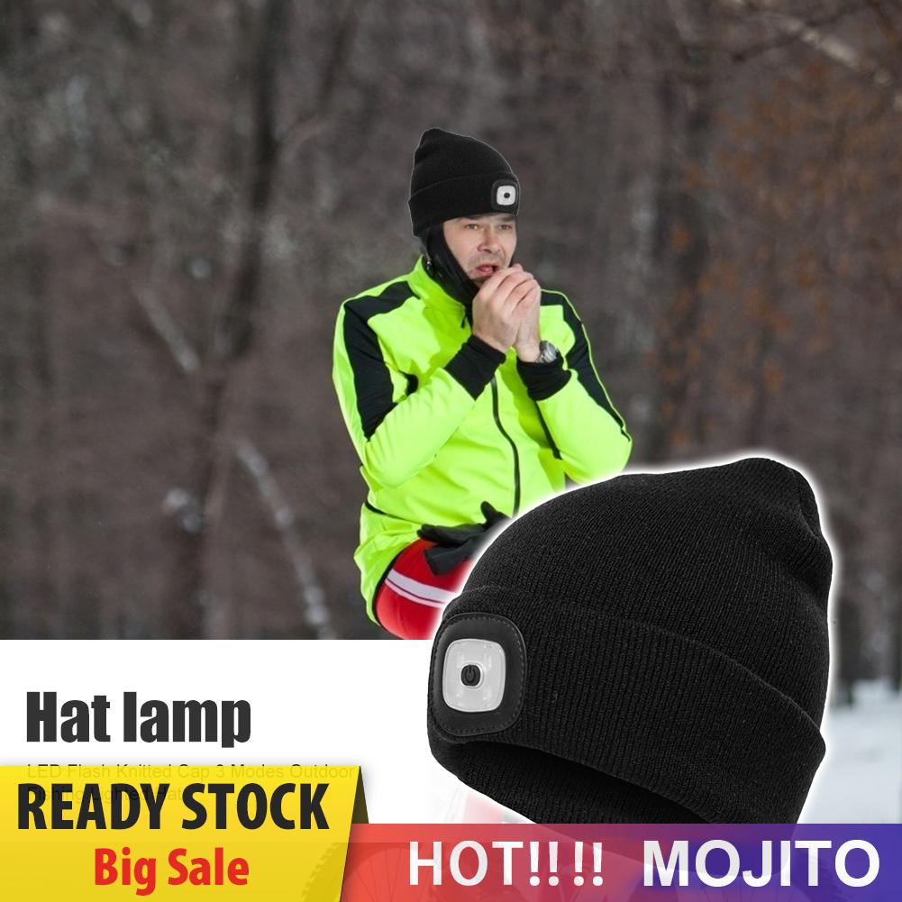 Topi Beanie Rajut Musim Dingin Dengan Lampu Depan Led Untuk Memancing