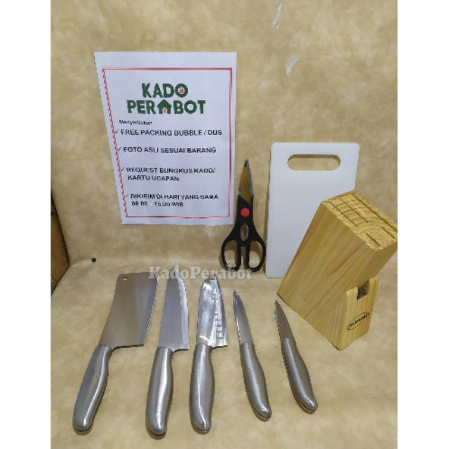 Kado Perabot Pisau Set Stainless isi 8Pcs Nakami Tajam Berkualitas - kado alat masak wanita