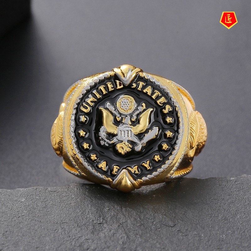 [Ready Stock]Fashion Classic This We'll Defend Men's Two-Tone Ring