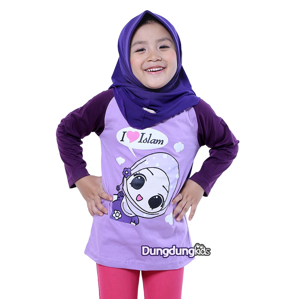  BAJU  KAOS ANAK  MUSLIM  HIJAB PEREMPUAN CEWEK LENGAN PANJANG 