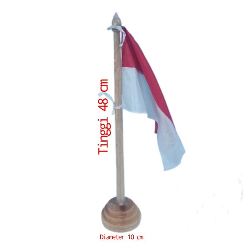 Tiang Bendera Meja Kayu Bendera Meja + Bendera Merah Putih Kecil