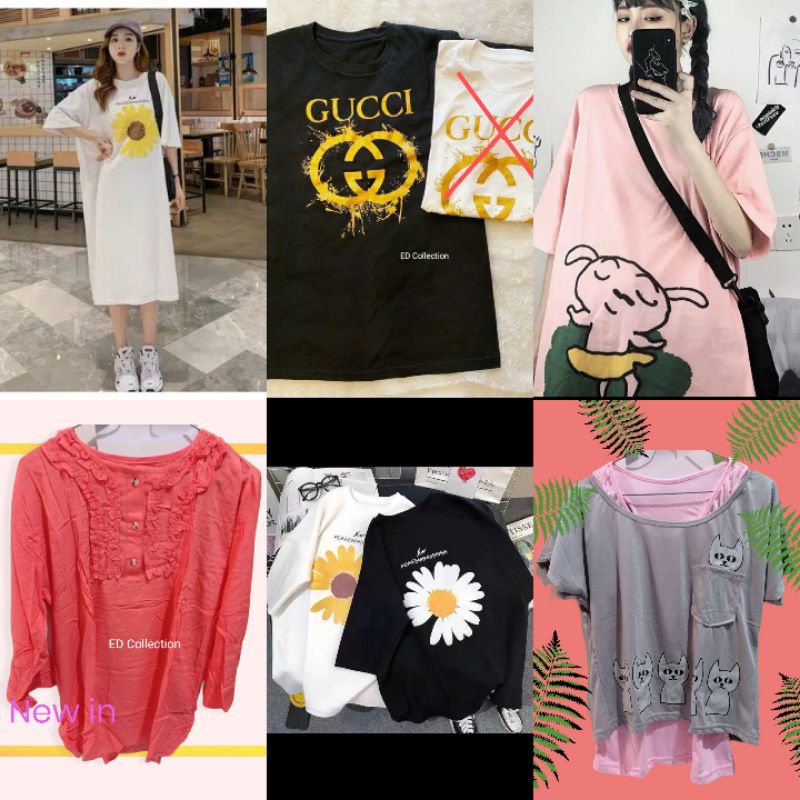 ECOS - [READY STOCK] Kaos Gucci Oversize Peaceminus Sirio Dress Peaceminusone Tunik Katun Set Kucing