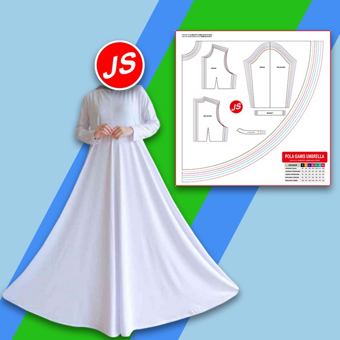 Pola Jiplak Gamis Dewasa Umbrella / Full Payung 7 In 1 ( Jp-005 )