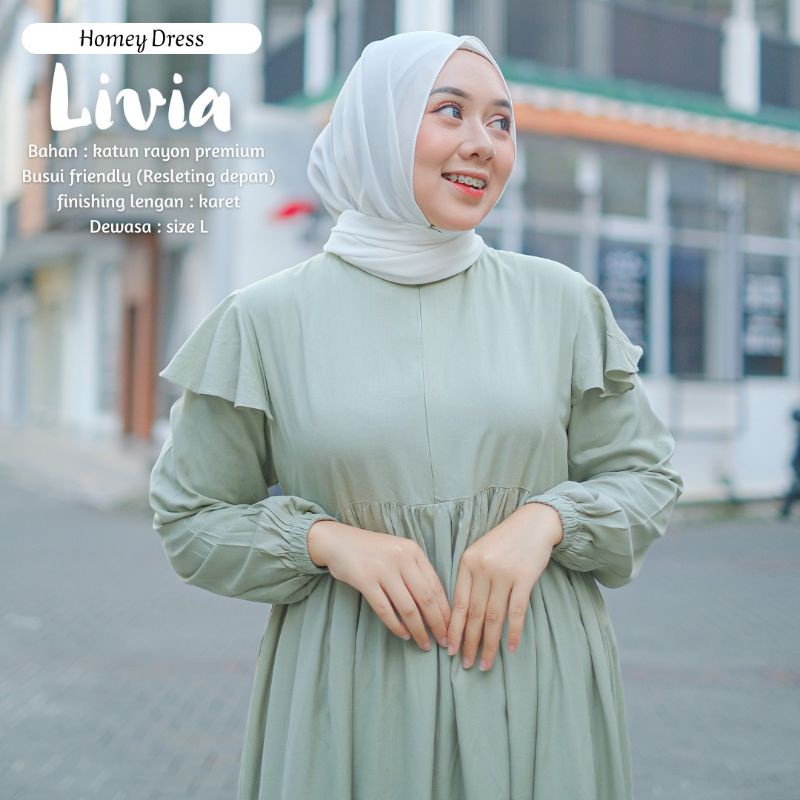 Gamis Dewasa Polos Homey Dress Livia Jumbo Bahan Katun Rayon Premium