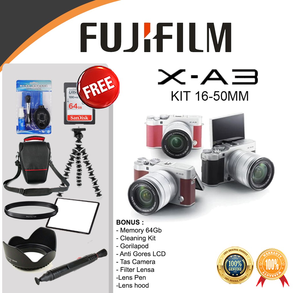 FUJIFILM X-A3 KIT 16-50MM - KAMERA MIRRORLESS FUJIFILM XA3