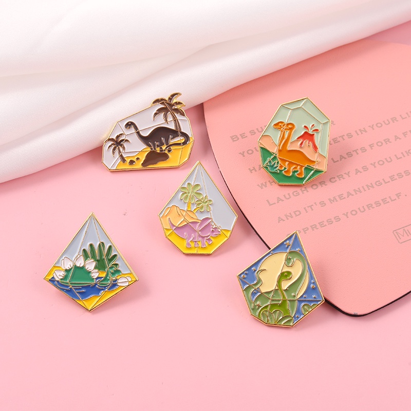 Bros Pin Enamel Bentuk Kartun Hewan Dinosaurus Lucu Untuk Anak