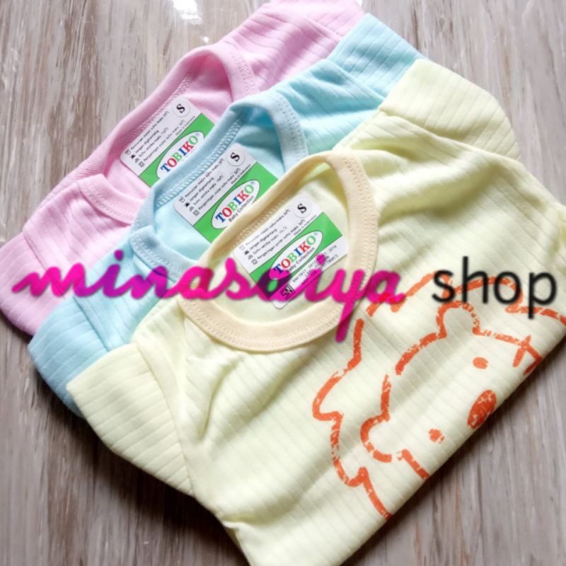 TOBIKO 3 pcs dan 6 pcs Kaos Oblong Bayi SNI Lengan Pendek Warna Uk. S - XL