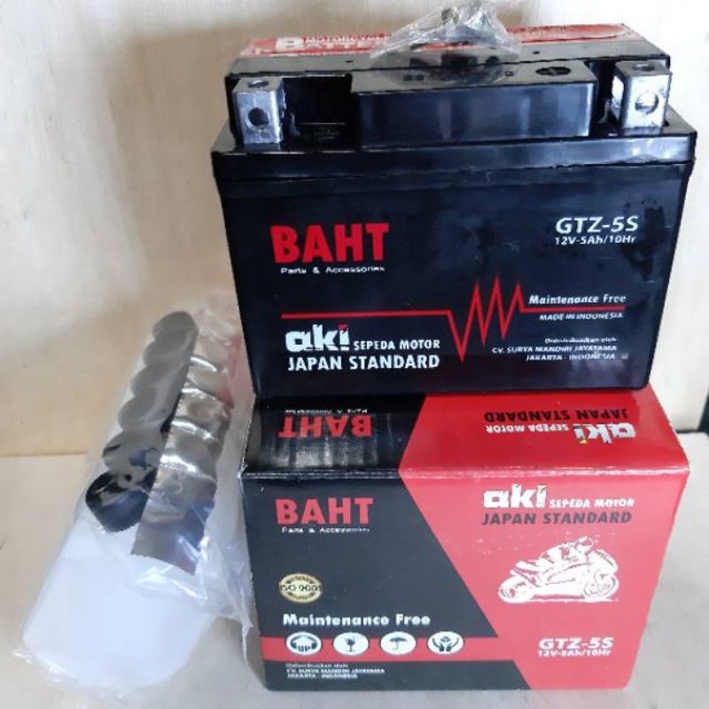 Jual Aki Kering Motor Merek Baht Standar Jepang 12V5amper | Shopee