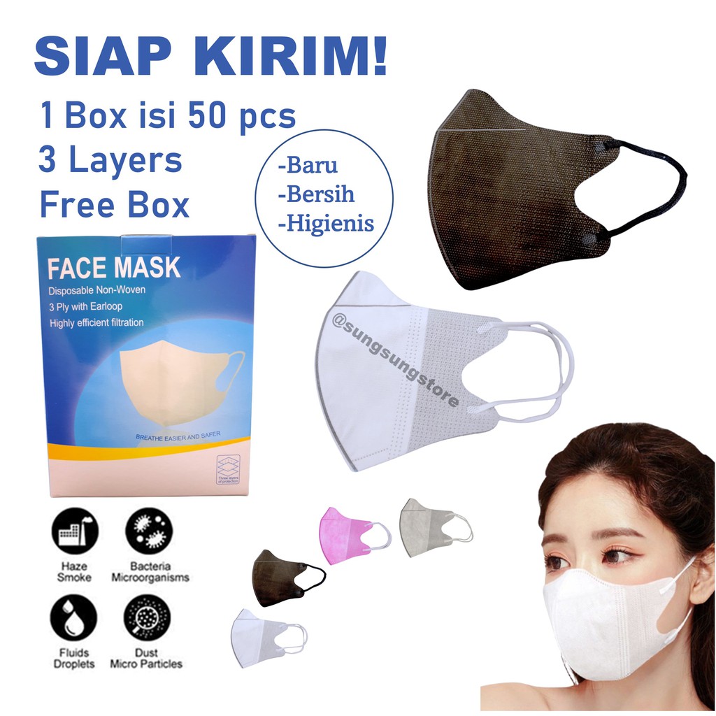 Warna Lengkap Masker Duckbill 50pcs Kf94 10pcs Kn95 10pcs Disposable Mask High Grade Quality