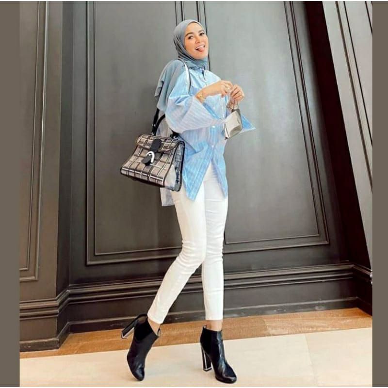 READY KEMEJA OLLA RAMLAN BLUE BLNC KATUN/FASHION WANITA PREMIUM