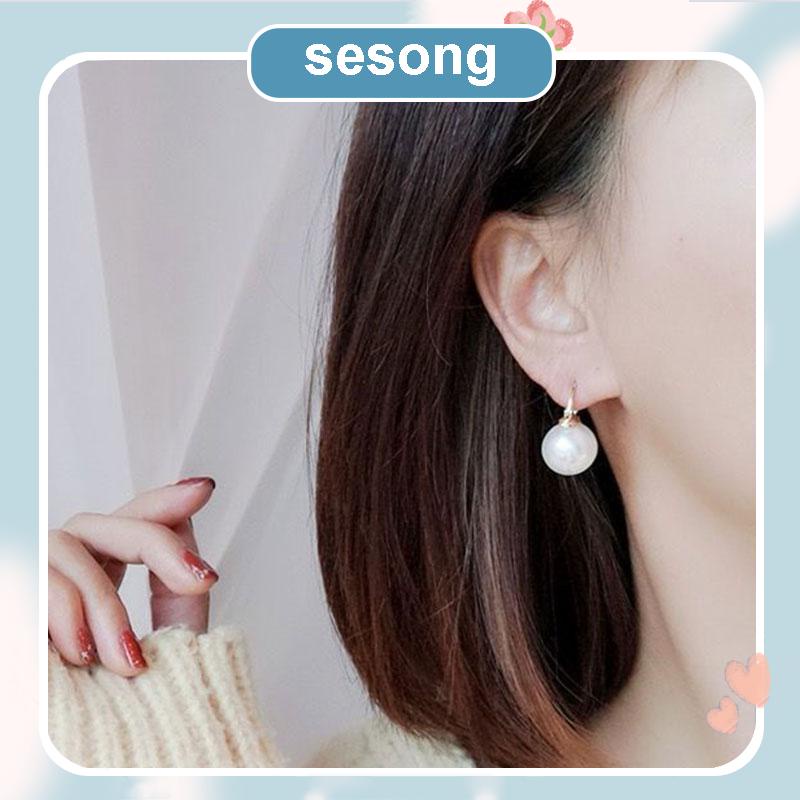 Anting Mutiara Besar Gaya Retro Korea Aksesoris Fashion SS