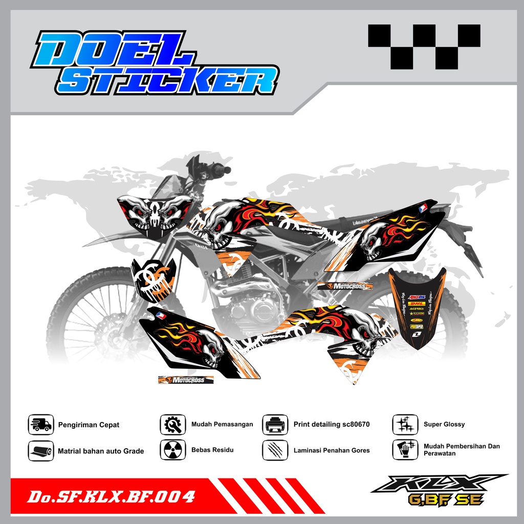 Sticker Striping Honda KLX 150 G , BF , SE Lama List Variasi Hologram , Crome Doel 004