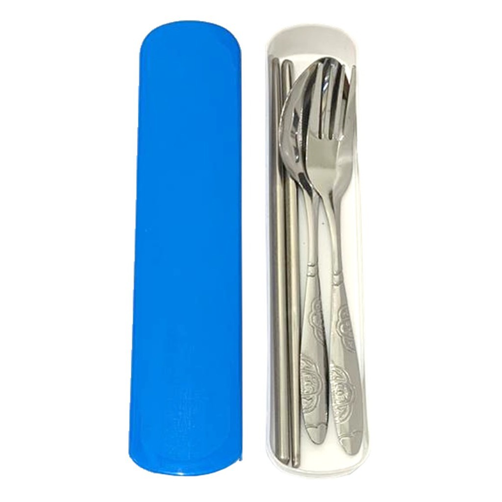 Set Alat Makan Portable Sendok Garpu Sumpit Set Stainless Steel Travelling Souvenir SG10