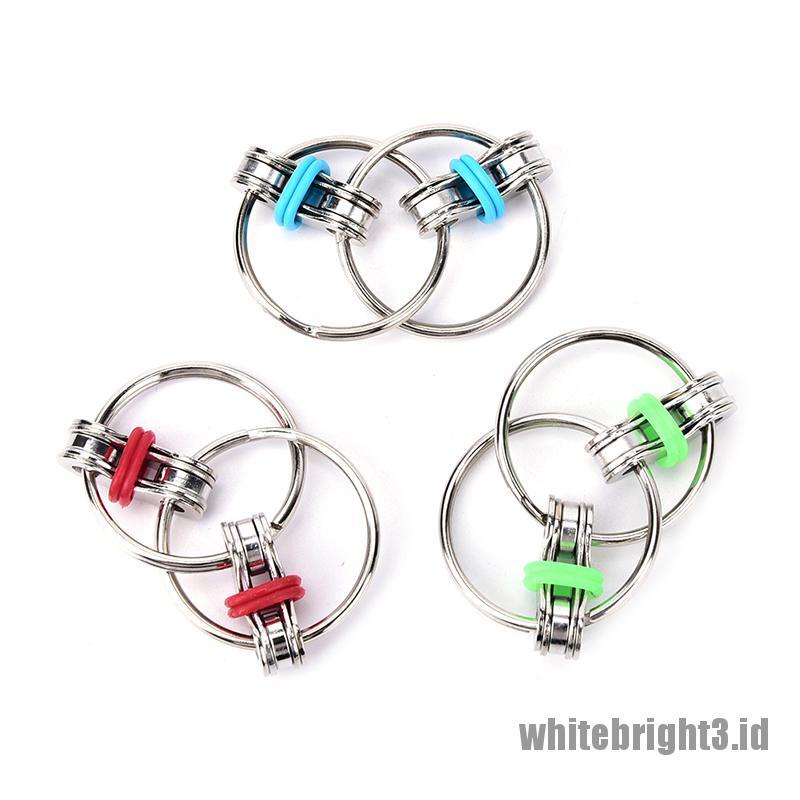 (white3) Edc Fidget Hand Spinner Bentuk Rantai Cincin Flippy Untuk Menghilangkan Stress