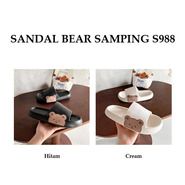 Grosir - S988 Sandal Slop Beruang / Sandal Bear Samping / Sandal Rumah / Sandal Fashion Wanita