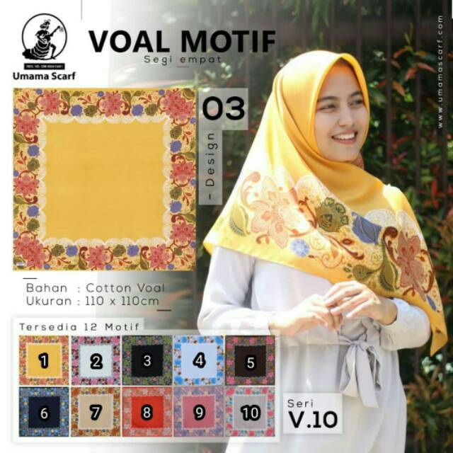Segiempat Umama Motif Bunga . Segiempat Voal . Hijab Voal Square . Hijab Umama Scarf