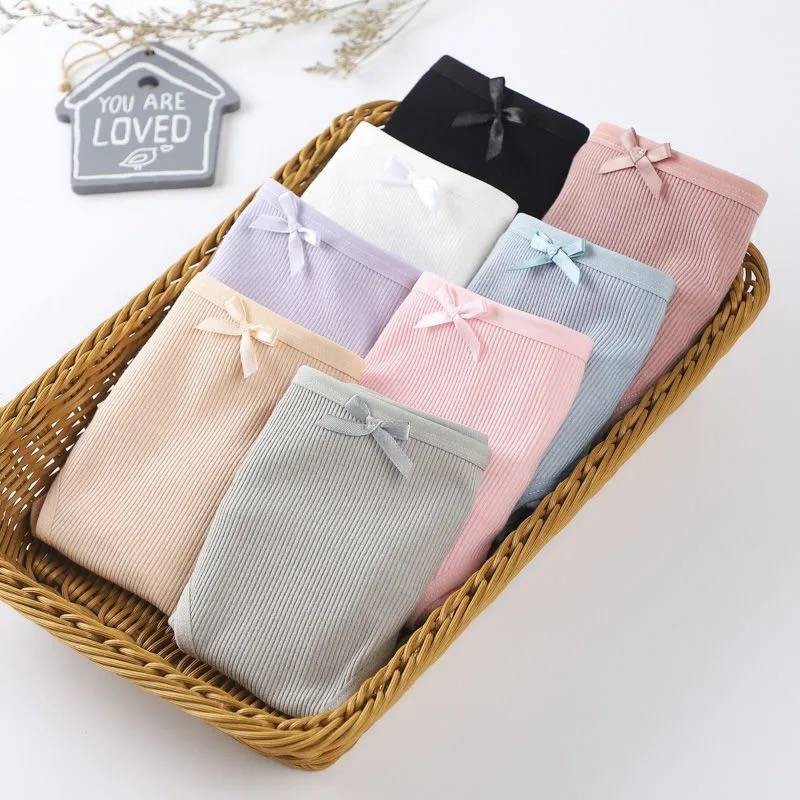 TF IMPORT Celana Dalam Wanita Motif Pita Polos Bahan Katun Fashion Korea Import Murah Korset