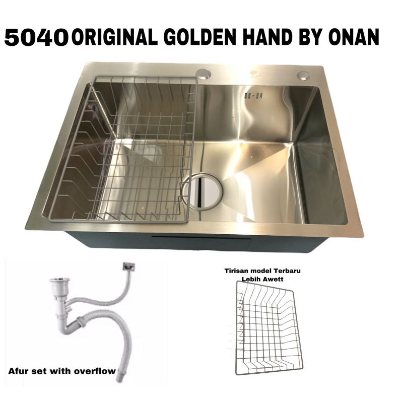 Bak Cuci piring 5040 Stainless SUS 304 Kitchen sink Minimalis Golden Hand By Onan