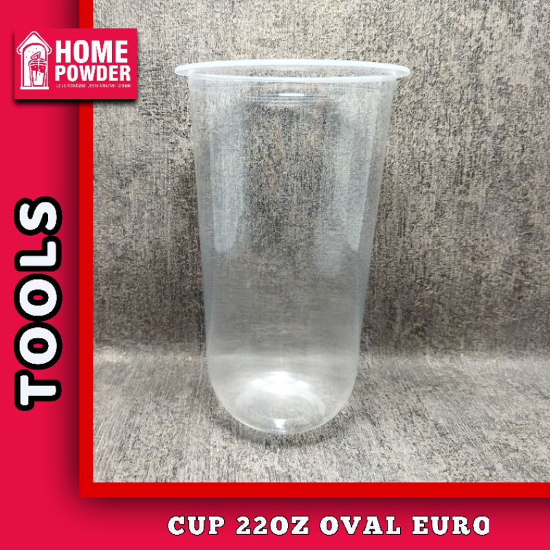 Promo Gelas Cup Plastik PP Cup 22Oz Oval U Cembung Tebal Kuat 10gr Euro Cup Kualitas Premium