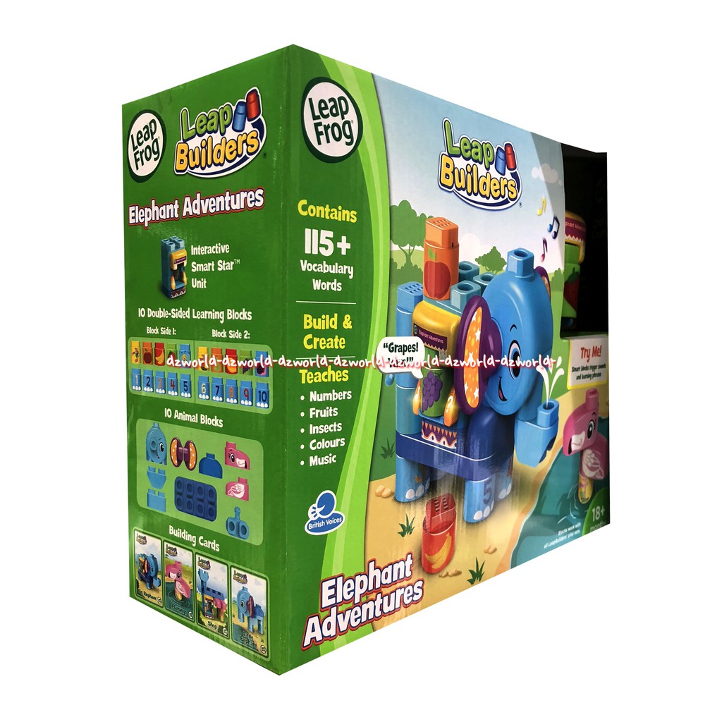 Leapfrog Leap Builders Elephant Adventures Mainan Blok Susun Bentuk Gajah Dilengkapi Dengan Musik