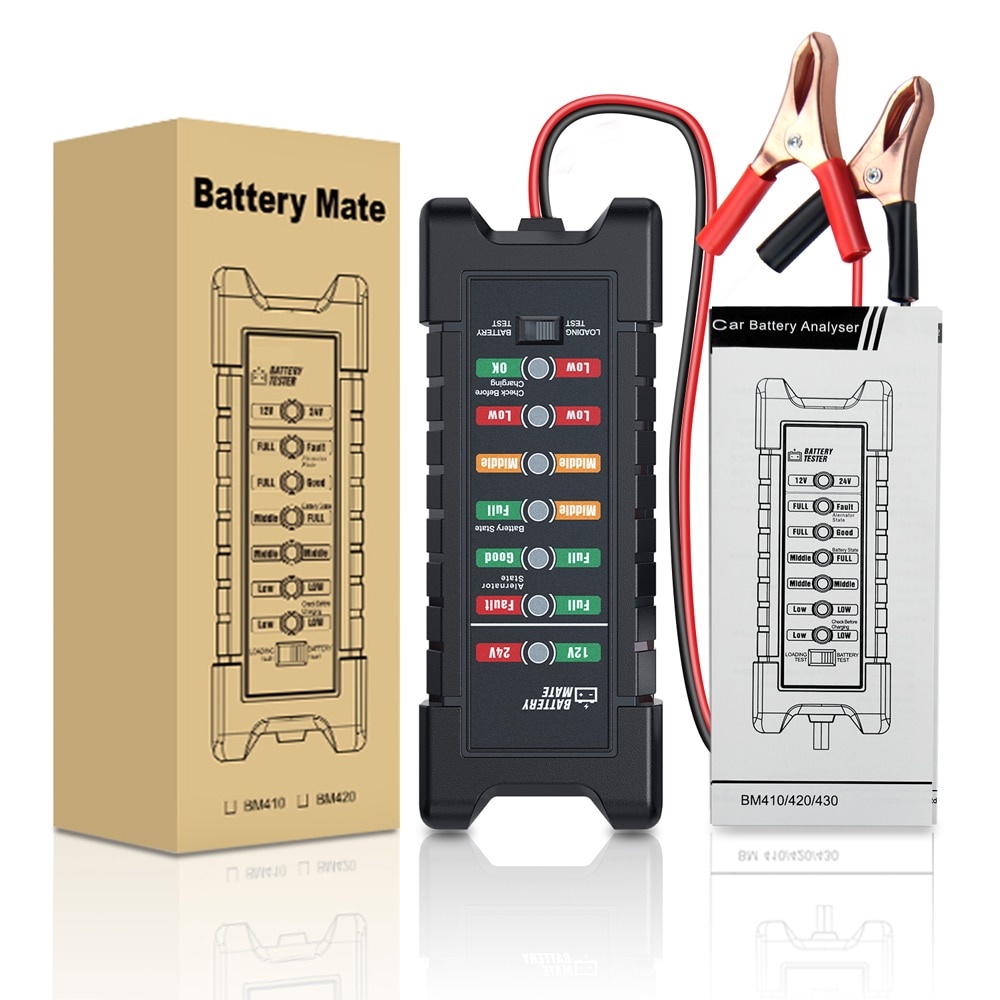 ANCEL BM310 &amp; BM410 Battery Mate 12V &amp; 24V Digital Car Battery Tester Car Battery Test Car Battery Analyzer Alternator Automotive Battery Checker Car Battery Testing Tool Motorcycle Battery Tester Truck Battery Tester OBD 2 Diagnostic Tool