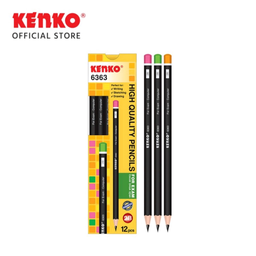 

PENSIL KENKO 2B 6363 Matte Black Random Color (1 lusin)