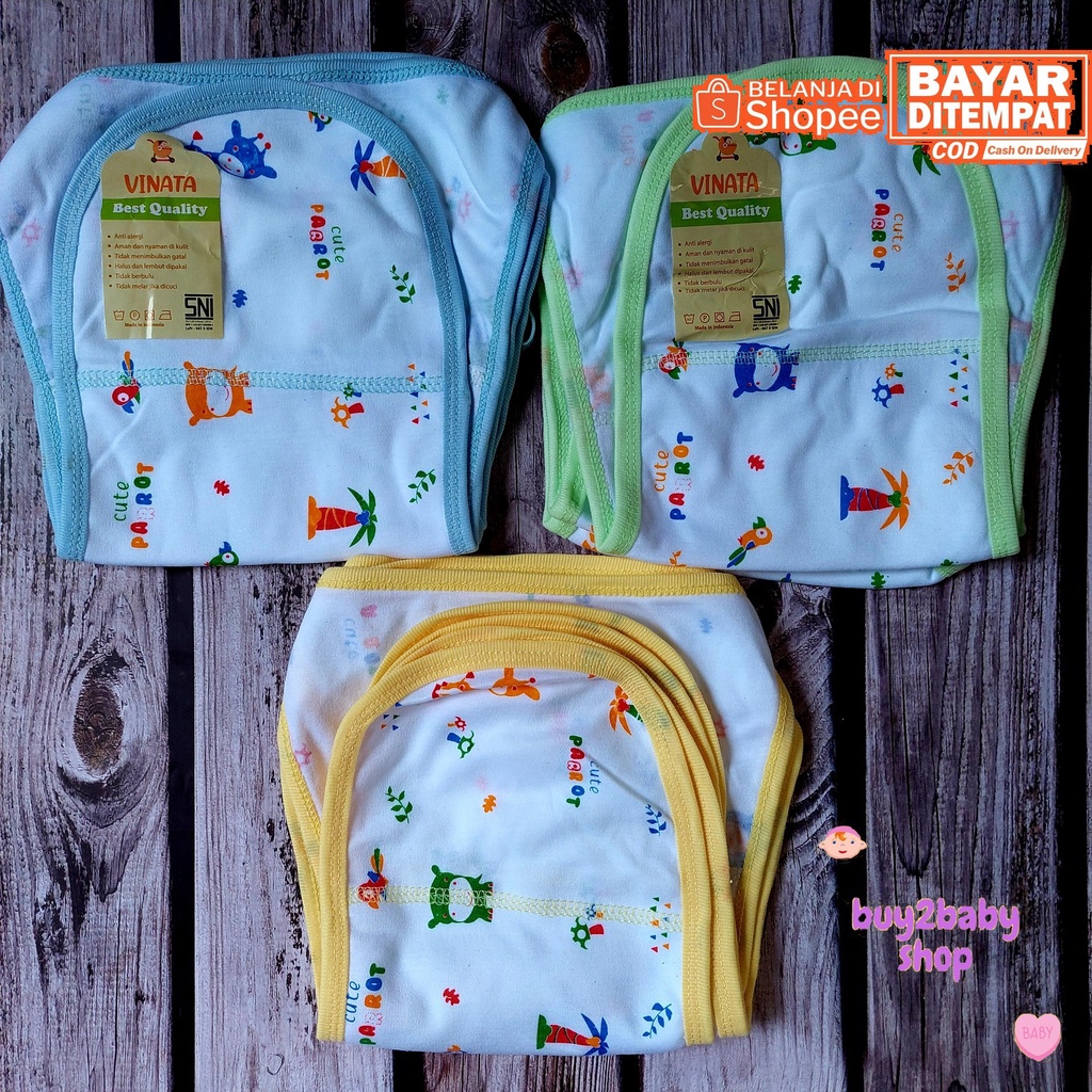 Popok bayi model tali motif full print warna Vinata isi 3 PCS