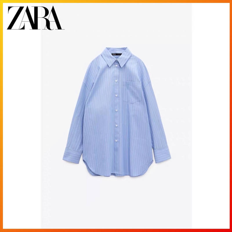 Zara new TRF women's striped loose shirt 8365771 406