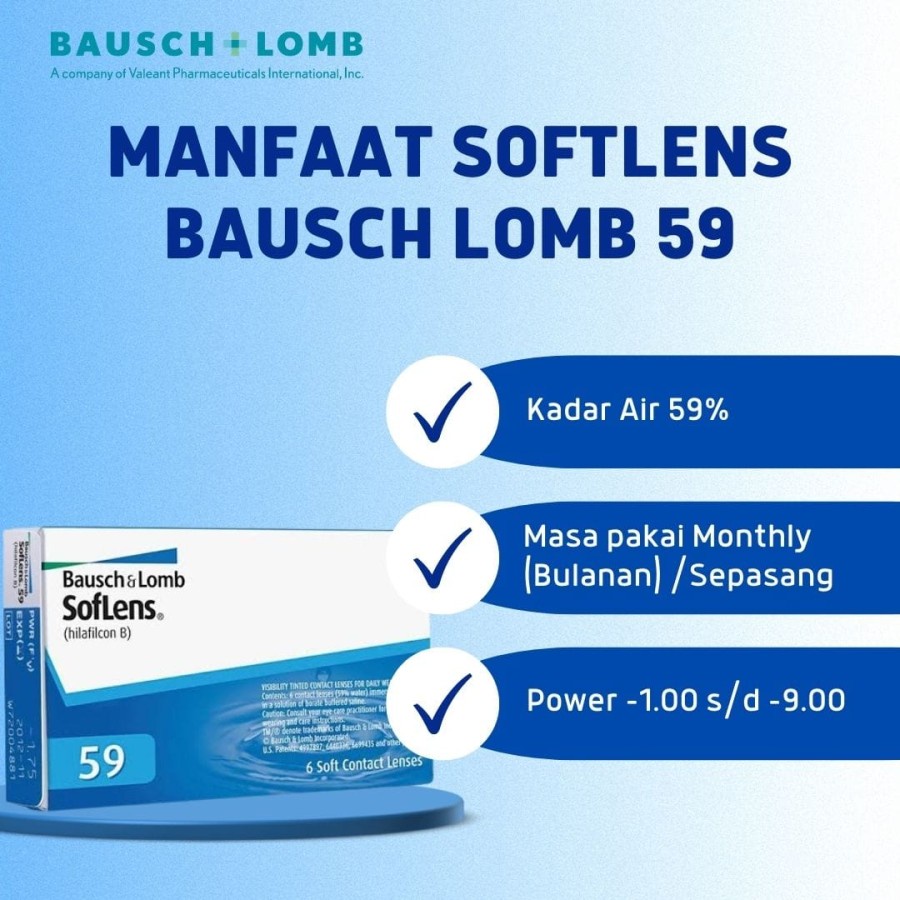 Bausch and lomb 59 softlens bening bulanan transparan ready minus mata sensitif