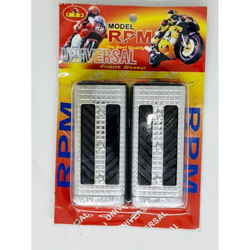 Footstep Barstep Step Depan Kotak Besi Crome Karet Universal  Bebek supra revo blade mx jupiter z kharisma vega supra x 125 injakan kaki depan motor karet besi