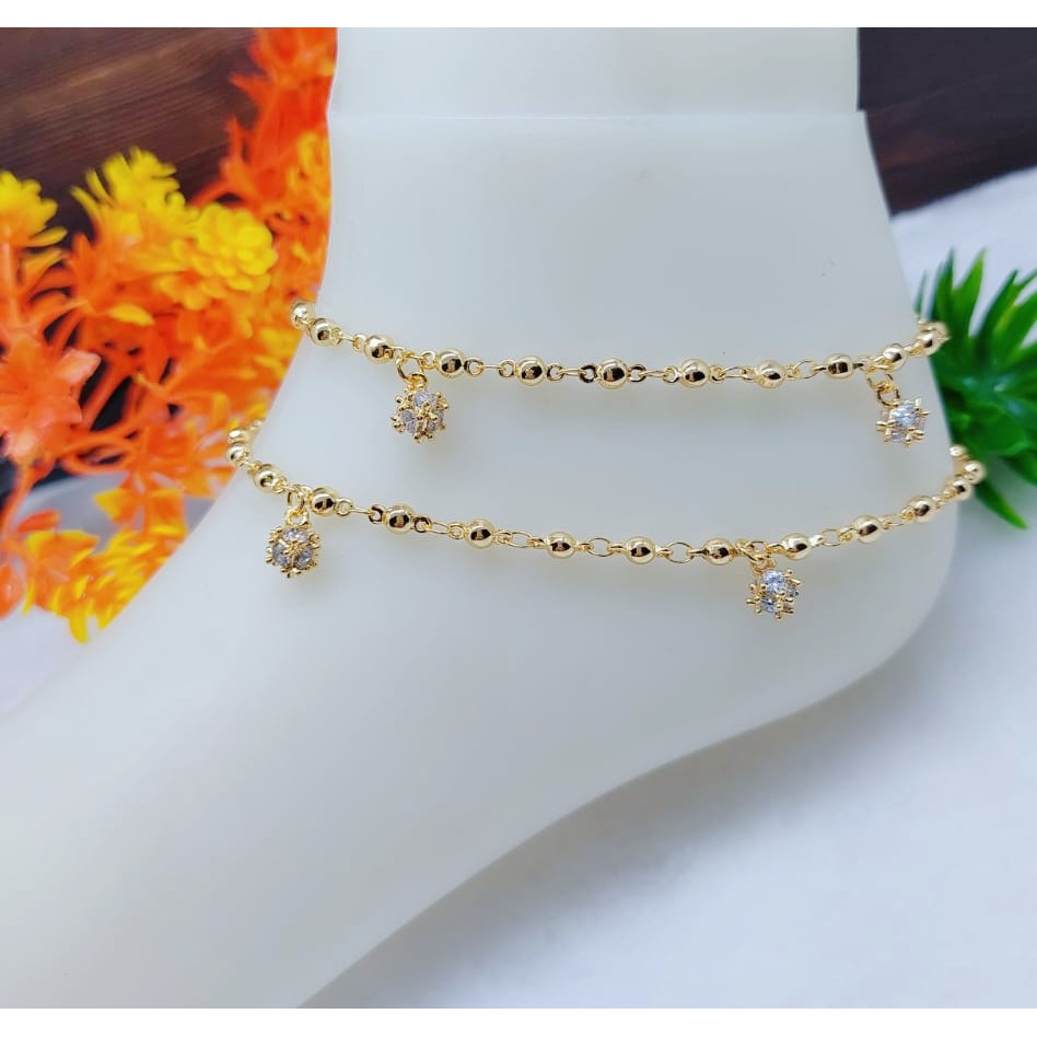 Gelang kaki rantai permata lapis emas