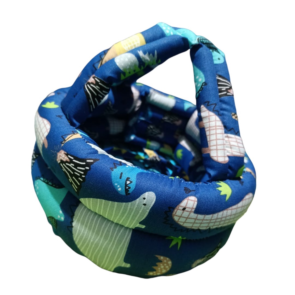 Topi Anti Benturan Topi Bayi Topi Anak Topi Balita Helm Anak Baby Head Protector Safety Helmet-BIRU DINO