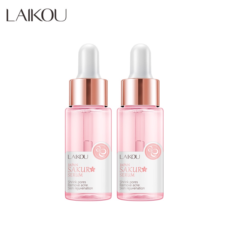 LAIKOU Sakura Serum Meremajakan Wajah Essence Untuk Pori-pori Tersumbat Mencerahkan Kulit Kusam