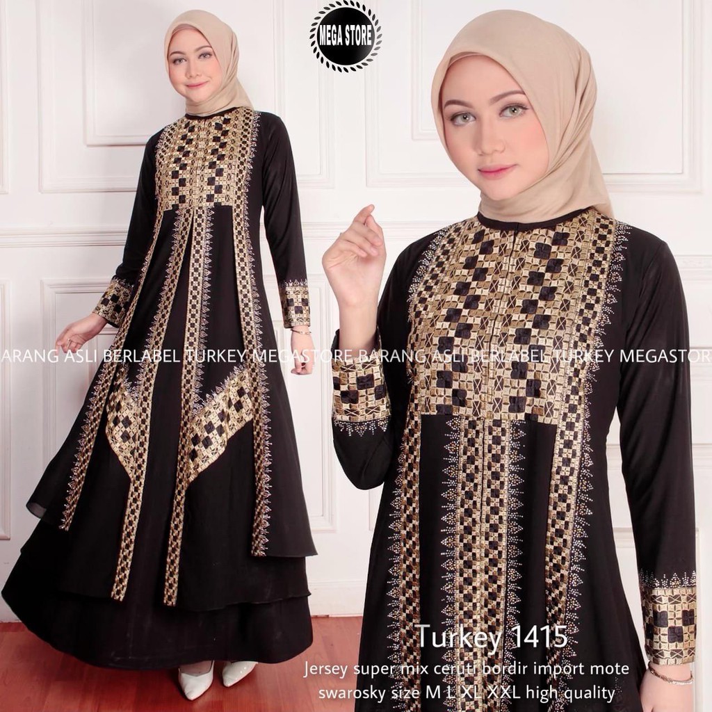 Abaya Turkey 1413 hitam bordir//turki saudi// Abaya ORI/Abaya Hitam/New Model Abaya