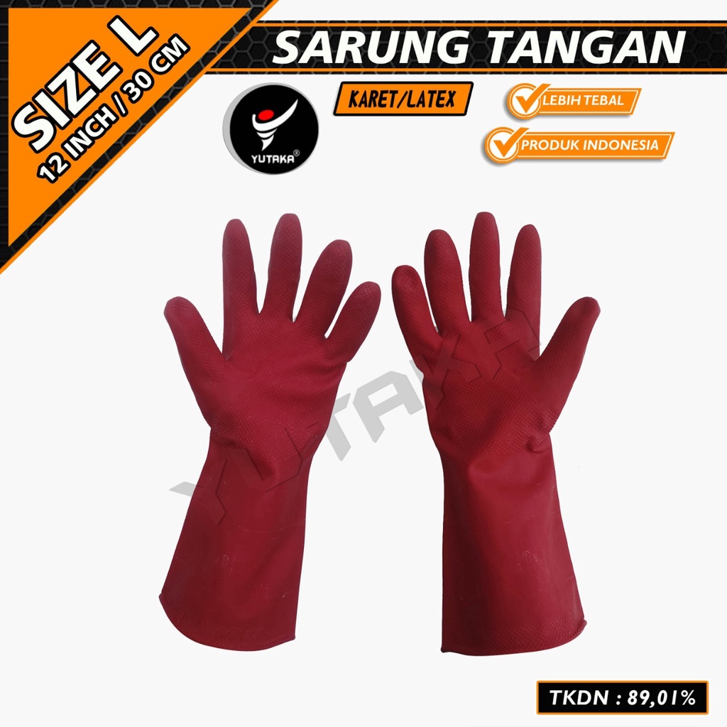 SARUNG TANGAN KARET 12 INCH warna merah/sarung tangan cuci piring murah