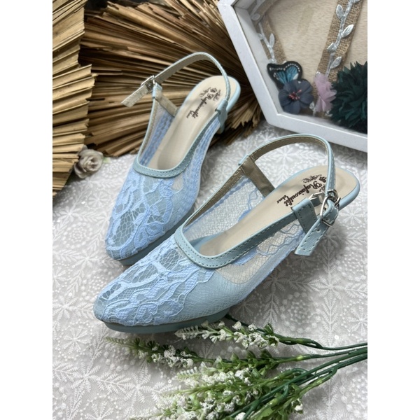 sepatu wanita Rafaizoutfit Clarissa babyblue tinggi 7cm lancip