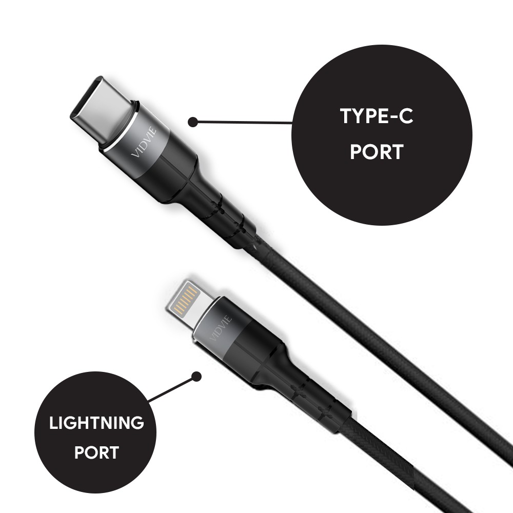 Type c to lightning cable vidvie sync data &amp; charge 2.4a fast charging 1.2 meter CB460 CB-460