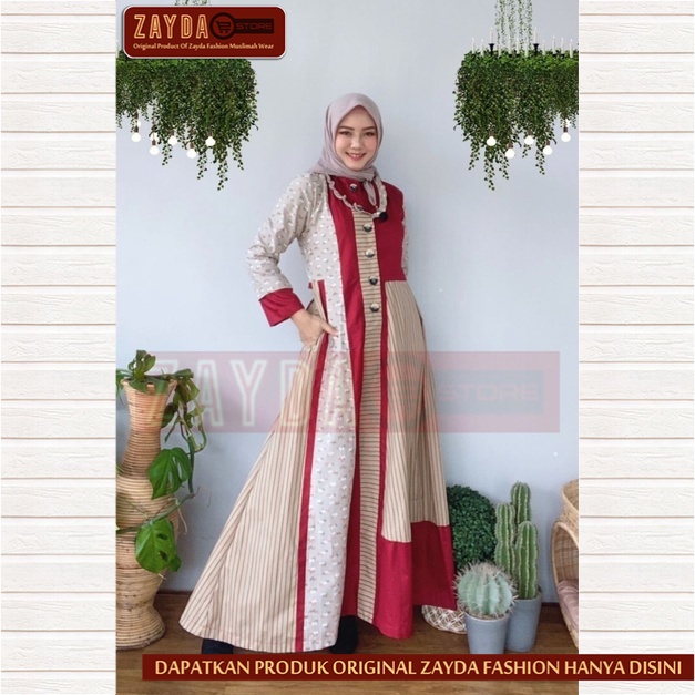 Gamis Remaja Terbaru Gamis Zayda Fashion Gamis Wanita Katun Original ZG74 Red